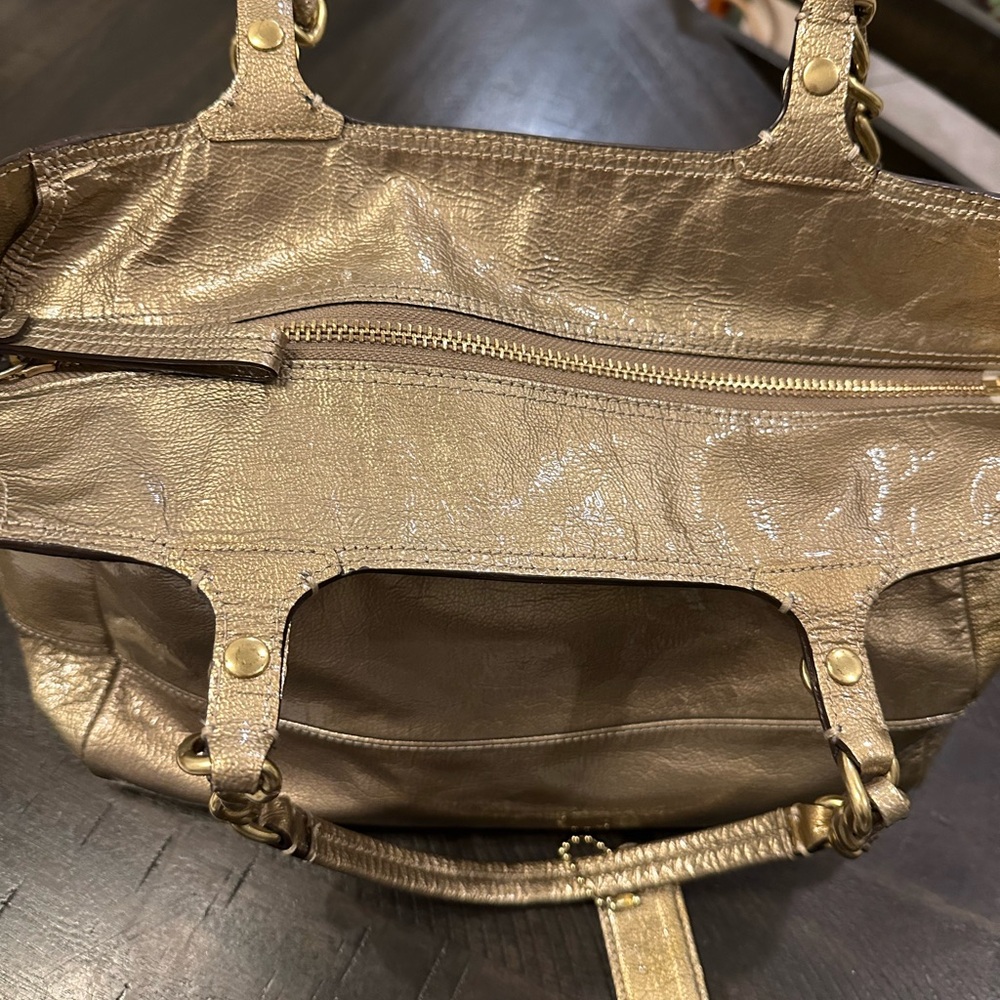 Coach Madison Tribeca Metallic Gold Leather Tote with Chain-Link Straps - Picture 9 of 16